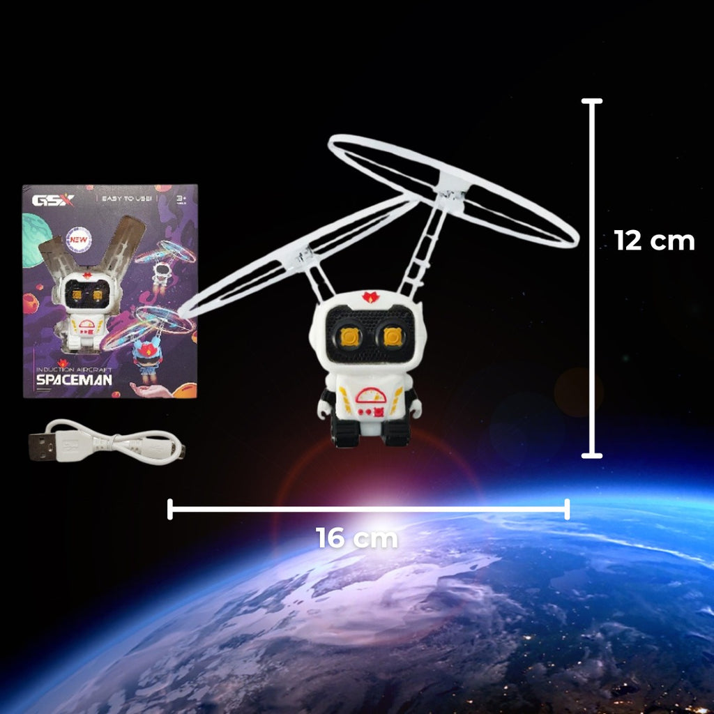 Robot Astronauta Volador con Sensor de Movimiento - Recargable USB Blanco